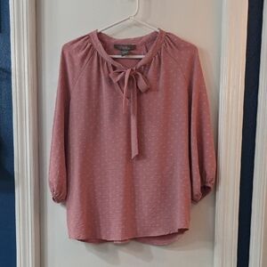 Elegant Pink Blouse with Bow Accent